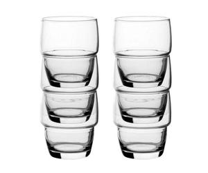 Queensway Home and Dining Queensway Home & Dining Galata Whiskey Tall Highball Glass Tumblers Stackable Space Saving Set Of 6