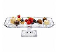 Queensway Home and Dining Queensway Home & Dining Handcrafted Crystallin Glass Rectangular Footed Dessert Server Platter Cake Stand