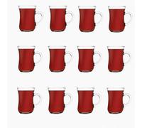 Queensway Home and Dining Queensway Home & Dining Keyif Tea Glass With Handle Classic Clear Sodalime Cup 145Ml For Hot Drinks - Set Of 12