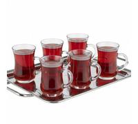 Queensway Home and Dining Queensway Home & Dining Keyif Tea Glass With Handle Classic Clear Sodalime Cup 145Ml For Hot Drinks - Set Of 6