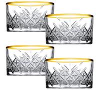 Queensway Home and Dining Queensway Home & Dining Mini Glass Dessert Serving Bowl With Gold Rim Ice Cream Party Snack Dishes Set Of 4