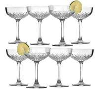 Queensway Home and Dining Tall Glass Champagne Glasses Elegant Stemmed Coupe Cocktail Glassware Set 255Ml