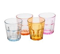 Queensway Home and Dining Tinted Drinking Glasses Tumblers Geometric Faceted Coloured Tableware - 300Ml - Set Of 4