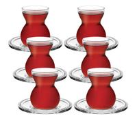 Queensway Home and Dining Urbn Living 140Ml Glass Turkish Tea Coffee Cups Saucers Glassware 12 Pcs Gift Set