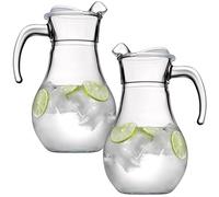 Queensway Home & Dining 1.8L Large Glass Water Jug - Carafe with Lid for Juice, Cocktails, Iced Tea, Coffee & Milk - Pack of 2