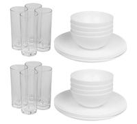 Queensway Home & Dining 12/24pc White Opal Glass Dinner Set - Dishwasher, Microwave, Freezer Safe, Elegant Plates & Soup Bowls - Multiple Design Options for Every Occasion