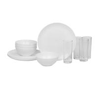 Queensway Home & Dining 12/24pc White Opal Glass Dinner Set - Dishwasher, Microwave, Freezer Safe, Elegant Plates & Soup Bowls - Multiple Design Options for Every Occasion