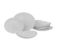 Queensway Home & Dining 12/24pc White Opal Glass Dinner Set - Dishwasher, Microwave, Freezer Safe, Elegant Plates & Soup Bowls - Multiple Design Options for Every Occasion