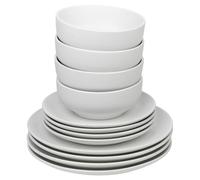 Queensway Home & Dining 16 or 32 Pcs Stone Ceramic Dinnerware of Crockery Plates Bowls for Dining Set | Dishwasher Safe, Dessert, Pasta, Salad Plates with Bowls - 4 Solid Colour Elegant Tableware Set