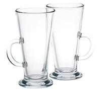 Queensway Home & Dining 260ml Clear Glass Tall Hot Chocolate Coffee Latte Mugs Glasses Tumblers Pack of (2)