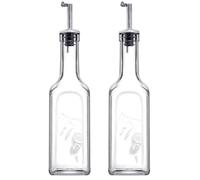 Queensway Home & Dining 2pcs 345ml Non Drip Olive Oil and Vinegar Drizzler Leak Proof Clear Glass Bottles Dispenser Pourer Set - Storage Container and Serving Set for Kitchen Cooking