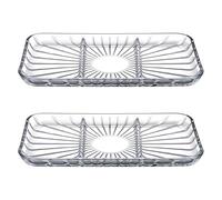 Queensway Home & Dining 3-Compartment Glass Serving Tray, Clear Divided Dish for Snacks, Appetizers, Dips, Condiments, Elegant Tableware for Parties & Buffet, Fridge & Dishwasher Safe