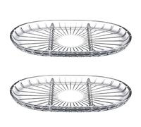 Queensway Home & Dining 3-Compartment Glass Serving Tray, Clear Divided Dish for Snacks, Appetizers, Dips, Condiments, Elegant Tableware for Parties & Buffet, Fridge & Dishwasher Safe