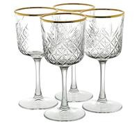 Queensway Home & Dining 330ml Red Wine Glasses Set, Tall Stemmed Dinner Party Glass with Elegant Crystal Design & Gold Rim, Gift Boxed, Fridge Safe Hand Wash Only, Ideal for Weddings & Entertaining