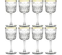 Queensway Home & Dining 330ml Red Wine Glasses Set, Tall Stemmed Dinner Party Glass with Elegant Crystal Design & Gold Rim, Gift Boxed, Fridge Safe Hand Wash Only, Ideal for Weddings & Entertaining