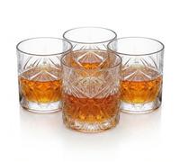 Queensway Home & Dining 350ml Whisky Cocktail Glasses, Handcrafted Crystallin Glass, Weighted Base & Scratch Resistant Finish, Luxury Drinkware Gift Set for Home Bar & Entertaining -Tumblers Set of 4