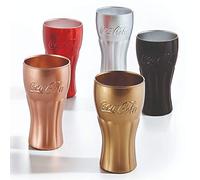 Queensway Home & Dining 370ml Tall Hi Ball Drinking Genuine Coca Cola Coke Glasses Gift Set (Silver, 6)