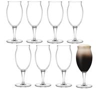 Queensway Home & Dining 410ml Clear Glass Stemmed Beer Lager Pint Bar Glasses for Stout Porter Ale Dishwasher Safe Premium Quality, Design for Home Pub Party Brewing
