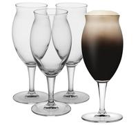 Queensway Home & Dining 410ml Clear Glass Stemmed Beer Lager Pint Bar Glasses for Stout Porter Ale Dishwasher Safe Premium Quality, Design for Home Pub Party Brewing