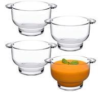 Queensway Home & Dining 410ml Small Clear Glass Soup Bowl Set with Handles Dishwasher Safe