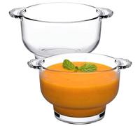 Queensway Home & Dining 410ml Small Clear Glass Soup Bowl Set with Handles Dishwasher Safe