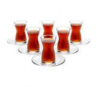 Queensway Home & Dining 6 Glass Tea Cups with Saucers