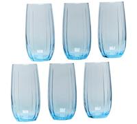 Queensway Home & Dining 6-Piece Coloured Glass Tumbler Set - Stylish, Durable Drinkware for Cocktails, Juices & Everyday Use - 500ml Light Blue Dishwasher Safe Glasses