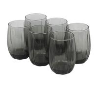 Queensway Home & Dining 6-Piece Coloured Glass Tumbler Set - Stylish, Durable Drinkware for Cocktails, Juices & Everyday Use - 240ml Dark Grey Dishwasher Safe Glasses