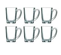 Queensway Home & Dining 6pc Glass Tea Coffee Chocolate Drinkware Mug Cup Hot Drink Set with Handle 320ml