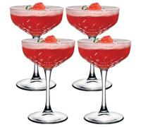 Queensway Home & Dining Champagne Saucer Coupe Glasses 255ml, Clear Tall Stemmed Glassware for Home, Parties, Bars, Perfect for Sparkling Wine, Cocktails, Dishwasher Safe (Set of 4)