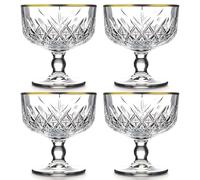 Queensway Home & Dining Dessert Bowls with Gold Rim, Elegant Footed Ice Cream & Fruit Cups, Gift Boxed, Ideal for Trifle, Sorbet & Mousse, Freezer Safe, Hand Wash Only