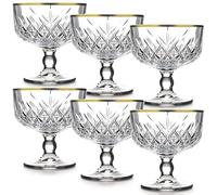 Queensway Home & Dining Dessert Bowls with Gold Rim, Elegant Footed Ice Cream & Fruit Cups, Gift Boxed, Ideal for Trifle, Sorbet & Mousse, Freezer Safe, Hand Wash Only