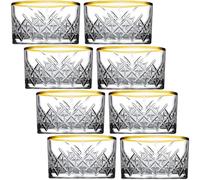 Queensway Home & Dining Elegant 225cc Glass Bowls with Gold Rim for Snack & Dessert - Ideal for Serving Ice Cream, Nuts, Fruits & Cookies - Perfect for Parties, Gatherings & Everyday Use - Set of 4/8