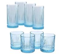 Queensway Home & Dining Elysia Coloured Glasses Set Premium 355ml & 450ml Whiskey Tumblers, Vintage Cut Design Dishwasher Safe, Ideal for Cocktails, Water or Gifts Set of 4/8