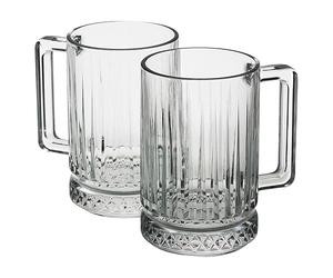 Queensway Home & Dining Glass Coffee Mugs, Latte Cappuccino Hot Drink Cups with Handles, Durable Glass, Dishwasher & Fridge Safe, Perfect for Everyday Use, Gifting, Chilled Desserts, 310ml (2)