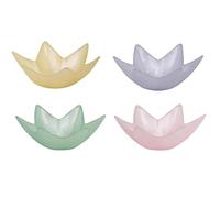 Queensway Home & Dining Glass Star-Shaped Nibble Bowls - Dessert & Ice Cream Sundae - 6x16cm Decorative Serving Dishes for Snacks & Appetizers (4 Bowls (1 of Each Colour))