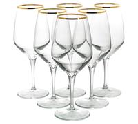 Queensway Home & Dining Gold Rim Wine Glasses & Champagne Flutes Set - Luxury Long-Stem Glassware for Red, White & Sparkling Wine - Elegant Goblet Collection for Weddings, Parties & Home Entertaining