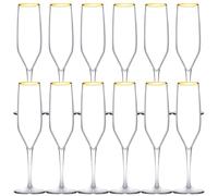 Queensway Home & Dining Gold Rim Wine Glasses & Champagne Flutes Set - Luxury Long-Stem Glassware for Red, White & Sparkling Wine - Elegant Goblet Collection for Weddings, Parties & Home Entertaining