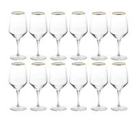 Queensway Home & Dining Gold Rim Wine Glasses & Champagne Flutes Set - Luxury Long-Stem Glassware for Red, White & Sparkling Wine - Elegant Goblet Collection for Weddings, Parties & Home Entertaining