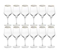 Queensway Home & Dining Gold Rim Wine Glasses & Champagne Flutes Set - Luxury Long-Stem Glassware for Red, White & Sparkling Wine - Elegant Goblet Collection for Weddings, Parties & Home Entertaining