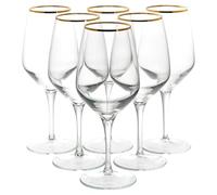 Queensway Home & Dining Gold Rim Wine Glasses & Champagne Flutes Set - Luxury Long-Stem Glassware for Red, White & Sparkling Wine - Elegant Goblet Collection for Weddings, Parties & Home Entertaining