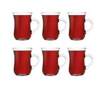 Queensway Home & Dining Keyif Turkish Tea Glass with Handle - 145ml Clear Sodalime Glass Cup for Tea, Coffee & Hot Drinks (Set of 6)