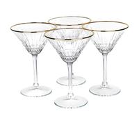 Queensway Home & Dining Long Stemmed Martini Cocktail Glasses, 220ml with Delicate Gold Rim, Elegant Clear Glass for All Occasions, Gift-Boxed, Set of 4