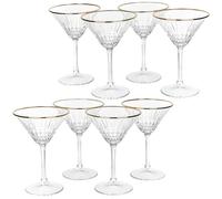 Queensway Home & Dining Long Stemmed Martini Cocktail Glasses, 220ml with Delicate Gold Rim, Elegant Clear Glass for All Occasions, Gift-Boxed, Set of 8