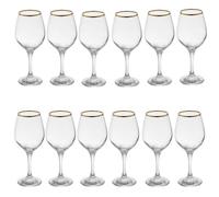 Queensway Home & Dining Set of 6/12 Pcs Amber Gold Rimmed Wine Glass Drinking Glasses Sets Gift Boxed 460/365/295ml