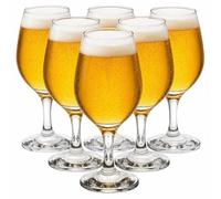 Queensway Home & Dining Set of 6 395ml Craft Beer Glasses Stemmed Tulip Goblets for Ale Lager Draught Stout Cider Beer Tasting Pub Bar Home Glassware Clear