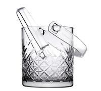 Queensway Home & Dining Small Glass Ice Cubes Bucket with Carry Handle & Tongs Drinks Party
