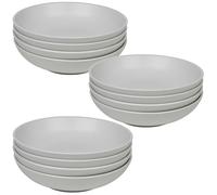 Queensway Home & Dining Stone Ceramic Dinnerware of 4/8/12 Pcs Crockery Bowls for Dining Set - Dishwasher Safe, Dessert, Pasta Bowls - 4 Solid Colour Elegant Tableware Set