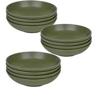 Queensway Home & Dining Stone Ceramic Dinnerware of 4/8/12 Pcs Crockery Bowls for Dining Set - Dishwasher Safe, Dessert, Pasta Bowls - 4 Solid Colour Elegant Tableware Set