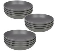 Queensway Home & Dining Stone Ceramic Dinnerware of 4/8/12 Pcs Crockery Bowls for Dining Set - Dishwasher Safe, Dessert, Pasta Bowls - 4 Solid Colour Elegant Tableware Set